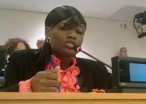 Dr. Omolade Oladejo addresses delegates at the UN PoA MGE2